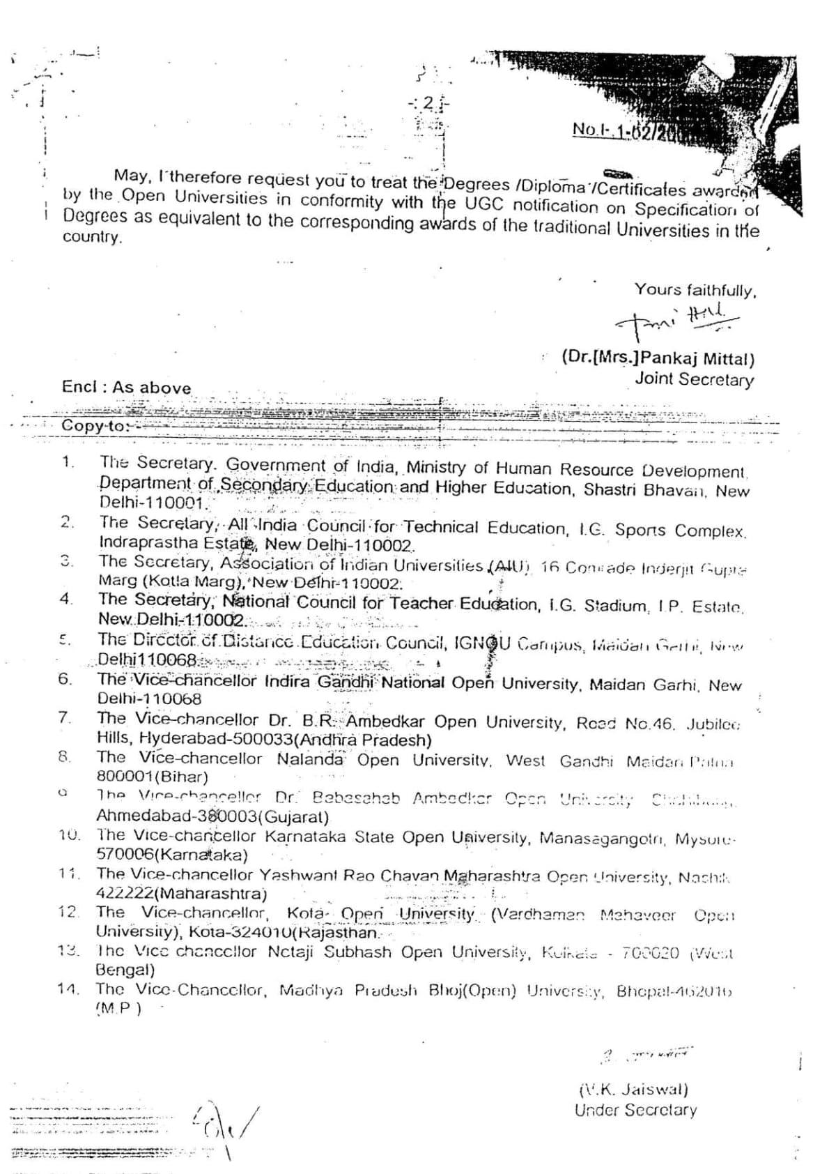 UGC Notice on Equivalence of Degrees, page 4 of 5