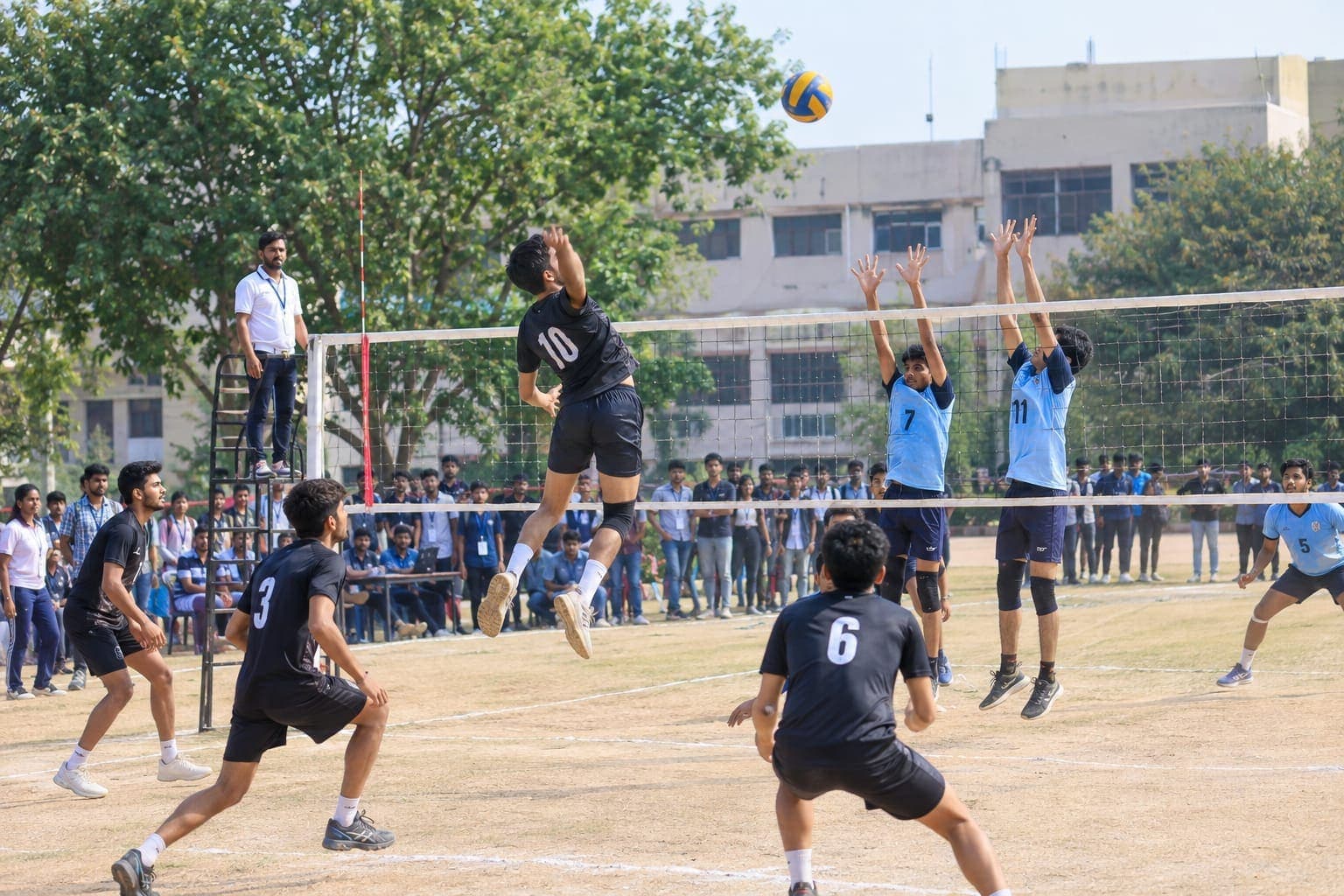 Volleyball match on campus