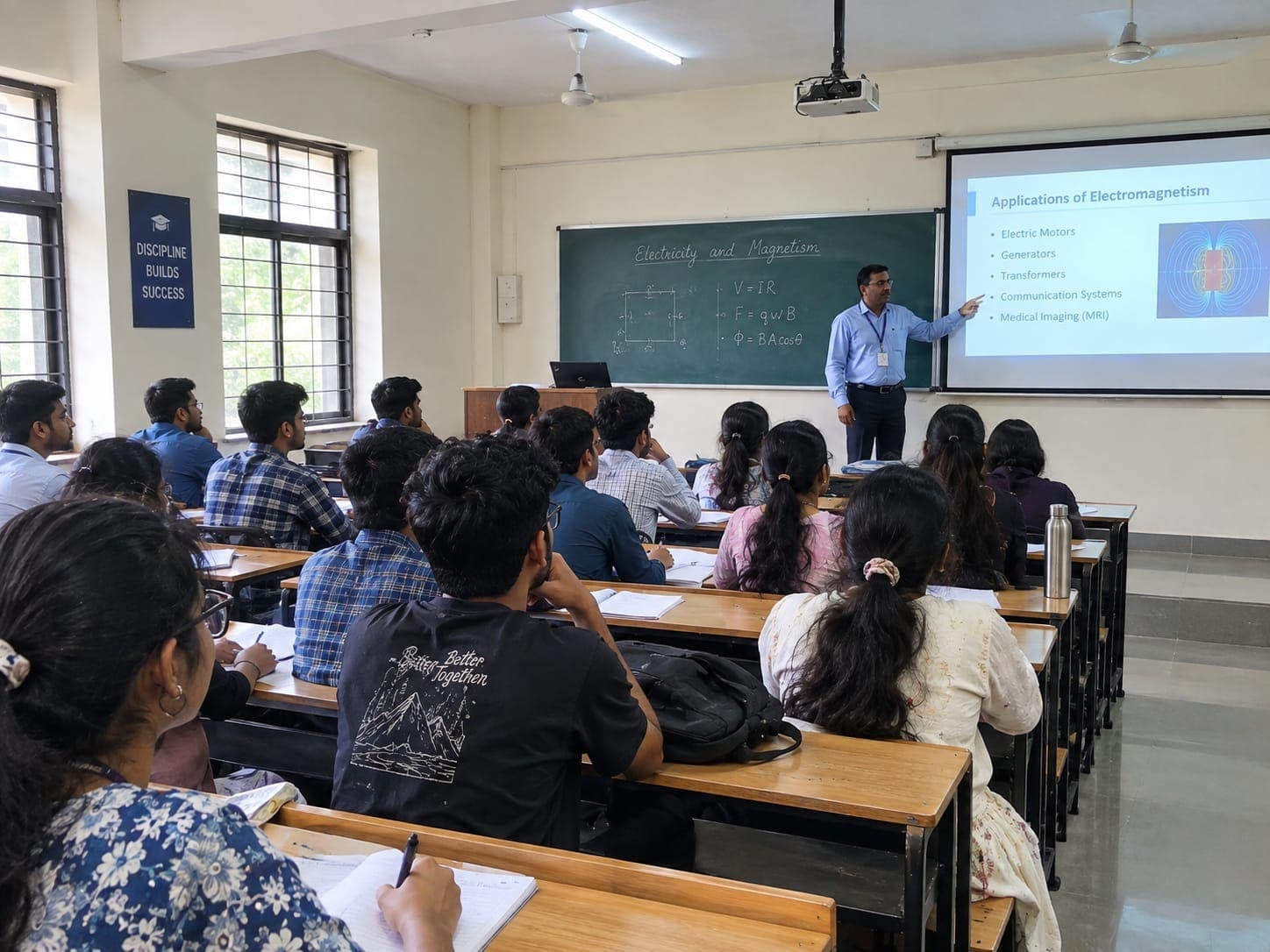 A lecture in one of the classrooms